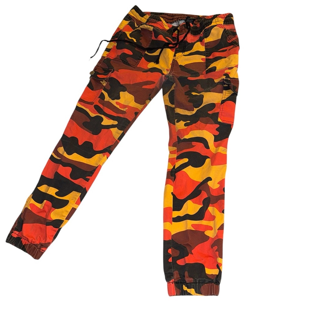 VIP Jeans Pants Womens Orange Black Yellow Lava Camo Jogger Elastic Waist Hem